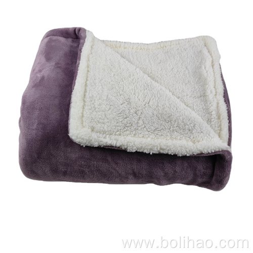 solid flannel and sherpa fleece composite fleece blanket for winter